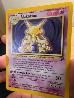 Pokemon TCG Alakazam 001/130 Base Set 2 Holo Rare card Holofoil MP - Image 3