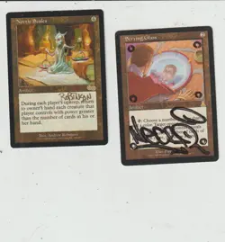 x2 cartes Urza - Noetic Scales + Scrying Glass MAGIC MTG ENGLISH EX-NM SIGNED ! - Image 1