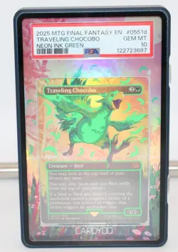 2025 MTG FINAL FANTASY NEON CHOCOBO - GREEN - TRAVELING CHOCOBO PSA GEM MINT 10 - Image 1