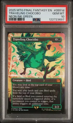2025 MTG FINAL FANTASY NEON CHOCOBO - GREEN - TRAVELING CHOCOBO PSA GEM MINT 10 - Image 2