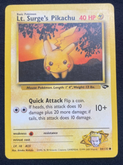 Pokemon TCG Lt. Surge's Pikachu Gym Challenge 84/132 Regular (MP) - Image 1