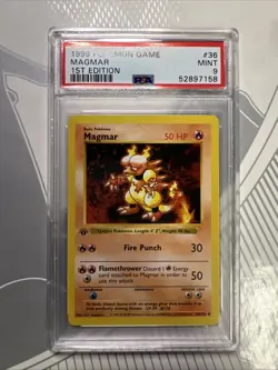 Pokemon Magmar 1st Edition PSA 9 MINT 36/102 Base Set - Image 1
