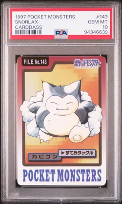1997 POCKET MONSTERS CARDDASS #143 SNORLAX PSA 10 - Image 1