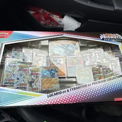 Pokemon TCG Lucario ex & Tyranitar ex Prismatic Evolutions Box 14 pck 820650856716 - Image 1