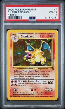 2000 POKEMON GAME BASE II #4/130 CHARIZARD HOLO psa 4 - Image 1
