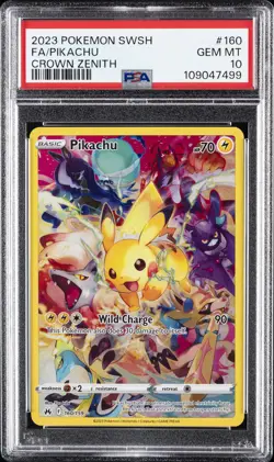 2023 POKEMON SWORD & SHIELD CROWN ZENITH #160 FULL ART/PIKACHU PSA 10 - Image 1