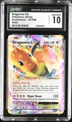 ✨✨✨ CGC 10 Dragonite EX 72/108 Evolutions Pokemon Card - Image 1