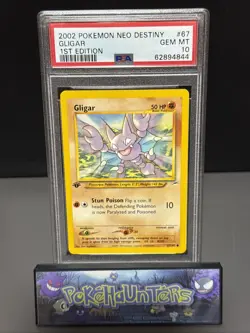 Pokemon Card Gligar 67/105 1st Edition Neo Destiny Set PSA 10 GEM MINT - Image 1