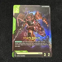 Gundam Trading Card Game Zeon’s Rush ST03-006 LR Char's Zaku II Near Mint Foil - Image 1