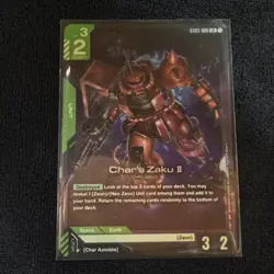 Gundam Trading Card Game Zeon’s Rush ST03-006 LR Char's Zaku II Near Mint Foil - Image 3