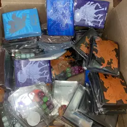 HUGE! Pokemon TCG Accessories Lot- Dice, Dividers, Tokens, ETB Sleeves - Image 1