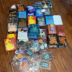 HUGE! Pokemon TCG Accessories Lot- Dice, Dividers, Tokens, ETB Sleeves - Image 2