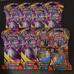 Pokemon TCG Mega Evolution Sleeved Booster Pack 10 Cards Lot Of 8 - Image 1