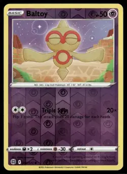 2022 Brilliant Stars Set Pokemon Card 058 Baltoy Reverse Foil NM - Image 1