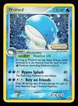 Wailord 14/92 Reverse Holo Rare EX Legend Maker Pokemon Card - Image 1