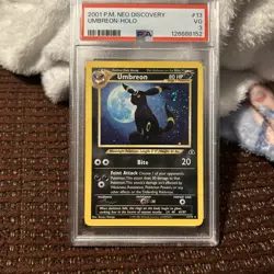 Pokemon TCG Umbreon Neo Discovery Holo Rare Card 13/75 PSA 3 - Image 1