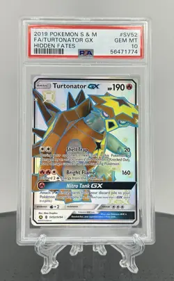 Pokemon TCG Turtonator GX Full Art Holo Rare Card SV52/SV94 Hidden Fates PSA 10 - Image 1