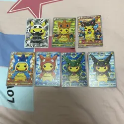 "Custom-made"Non Texture*Japanese Pikachu Poncho Set 7Pcs" Display Fan Art cards - Image 1