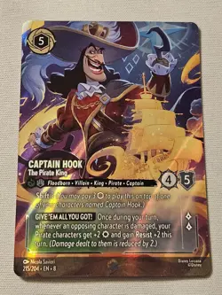Disney Lorcana Captain Hook,The Pirate King Enchanted 215/204 Reign Of Jafar - Image 1