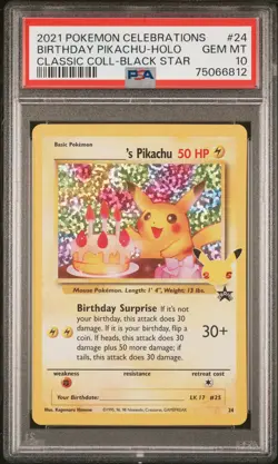 2021 POKEMON CELEBRATIONS CLASSIC COLL #24 BIRTHDAY PIKACHU-HOLO PSA 10 - Image 1