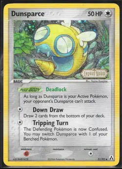 Dunsparce 31/92 Holo 2006 EX Legend Maker Stamped Pokemon Card LP - Image 1