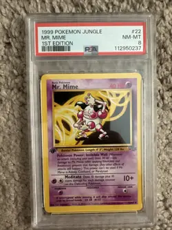 Pokemon TCG Jungle Mr. Mime 22/64 1st Edition Non-Holo Rare PSA 8 NM MT WOTC - Image 1