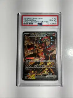 2025 POKEMON JOURNEY TOGETHER SPECIAL ILLUSTRATION RARE #182 VOLCANION EX PSA 10 - Image 1