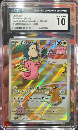 2024 Pokemon Twilight Masquerade Chansey 187/167 Illustration Rare CGC 10 Gem Mt - Image 1