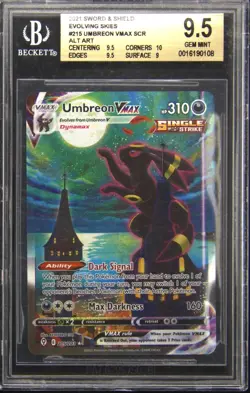 2021 POKEMON SWORD & SHIELD EVOLVING SKIES #215 UMBREON VMAX BGS 9.5 - Image 1