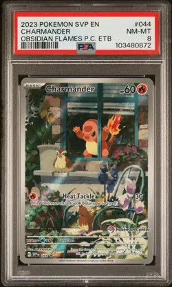 2023 POKEMON OBSIDIAN FLAMES POKEMON CENTER ETB PROMO #044 CHARMANDER PSA 8 - Image 1