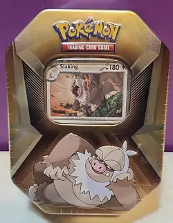 Pokemon TCG Triple Whammy Collector Tin SLAKING with 3 Packs 3 Promos FREE SHIP - Image 1