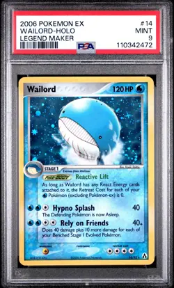 Pokemon Wailord 14/92 Holo Rare EX Legend Maker PSA 9 MINT - Image 1