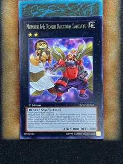 Yugioh Number 64: Ronin Raccoon Sandayu SHSP-EN051 Rare 1st Ed LP - Image 1