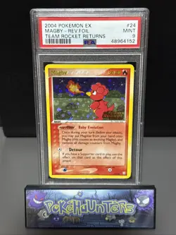 Pokemon Card Magby 24/109 Reverse Holo Rare EX Team Rocket Returns PSA 9 - Image 1