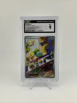 Pokemon TCG Bulbasaur Stellar Crown Illustration Rare Card 143/142 CGC 9 - Image 1