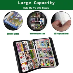 900 Football Card Binder for Trading Cards, Fit 900 Cards with 50 Sleeves 9-P... - Image 4