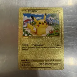 TCG Pokemon Pikachu Gold Foil Card HP70 Fan Art Mint Condition 075/073 - Image 1