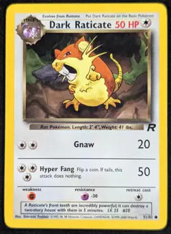 Dark Raticate Vintage Team Rocket Pokemon Card 51/82 (NM) - Image 1
