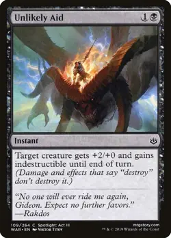 Unlikely Aid 109 WAR MTG Black Common Instant Spotlight Titov Indestructible EN - Image 1