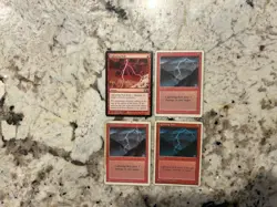 Mtg Lightning Bolt x4 - Magic the Gathering Lightning Bolt HP/Damaged/Stained - Image 1