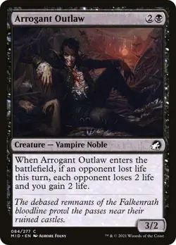 Arrogant Outlaw 84 MID MTG Common Black 2021 Folny Vampire Noble Creature EN - Image 1