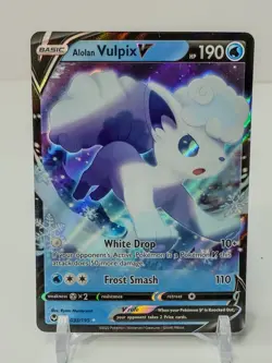 Alolan Vulpix V 033/195 SWSH12: Silver Tempest Holo Ultra Rare Pokemon TCG NM - Image 1