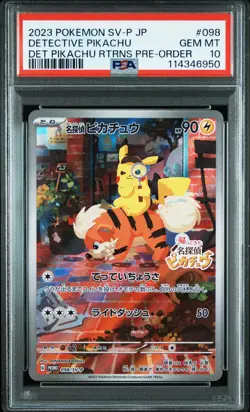 2023 POKEMON JPN SV-P PROMO #098 DETECTIVE PIKACHU PSA 10 - Image 1