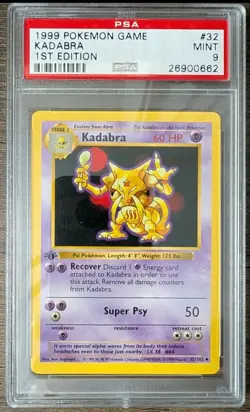 1999 Pokemon TCG Base Set 1st Edition Kadabra (32/102) PSA 9 MINT - Image 1