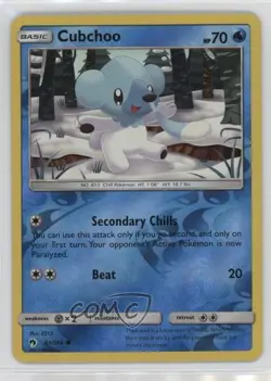 Cubchoo Reverse Foil Pokemon Sun & Moon Lost Thunder #61 - Image 1
