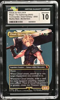 CLOUD, EX-SOLDIER Final Fantasy Borderless Mythic CGC 10 MTG EDH - Image 1