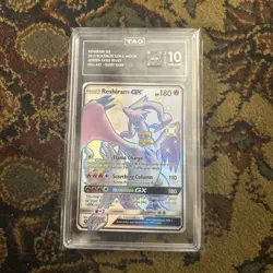 Pokemon TCG RESHIRAM GX 2019 SUN & MOON HIDDEN FATES TAG 10 GEM MINT - Image 1