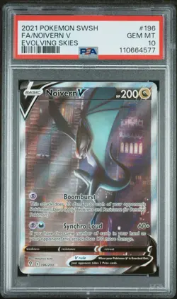 2021 POKEMON SWORD SHIELD EVOLVING SKIES 196 FULL ART NOIVERN V PSA 10 GEM MINT - Image 1