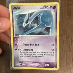 Lugia 2/17 POP Series 5 Holo Rare Pokemon Card w/ Swirl - Played - Image 1