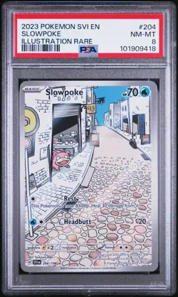 2023 POKEMON SVI EN-SCARLET & VIOLET ILLUSTRATION RARE #204 SLOWPOKE PSA 8 - Image 1